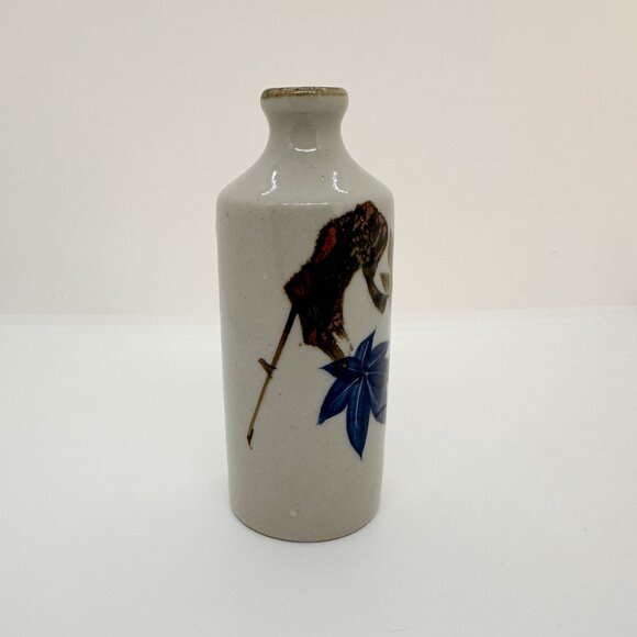Vintage 70's Boho Hippie Flower Otagiri Porcelain Bud Vase Grey Blue Floral - Picture 4 of 6